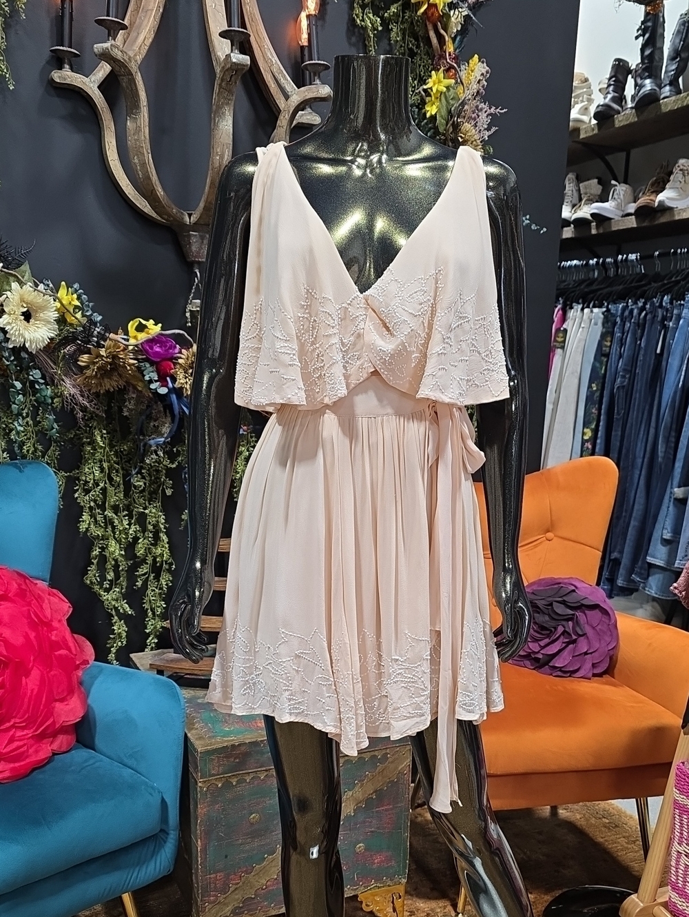Free People Blush Peachy  Mini Wrap Dress